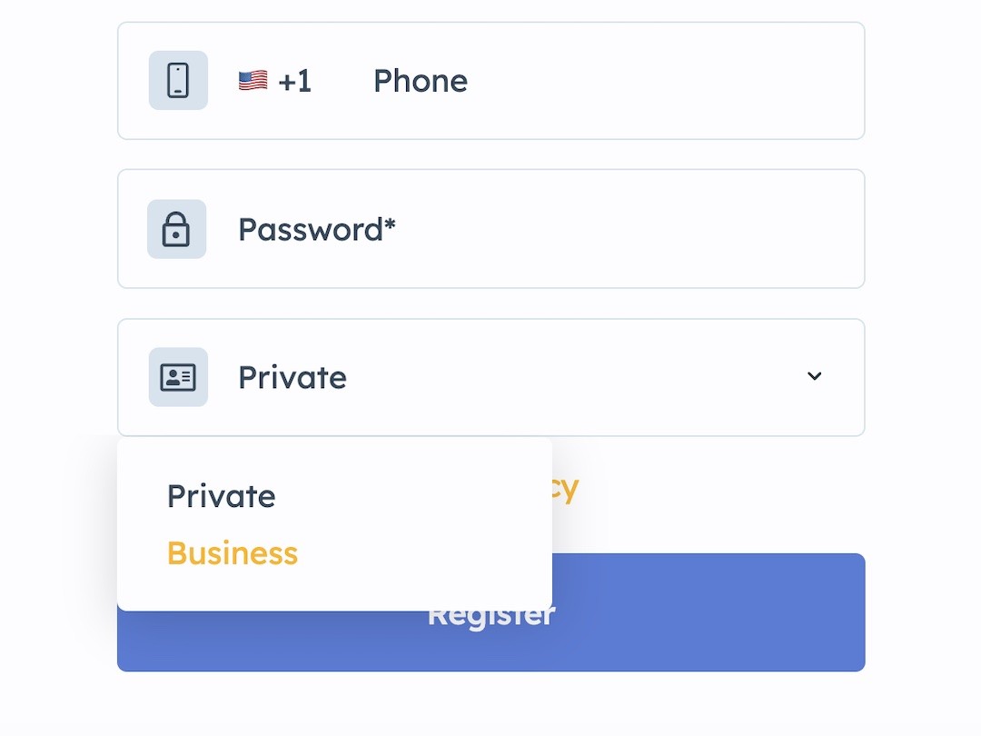 Tailor Website Features for <strong>Private</strong> and <strong>Business</strong> Users