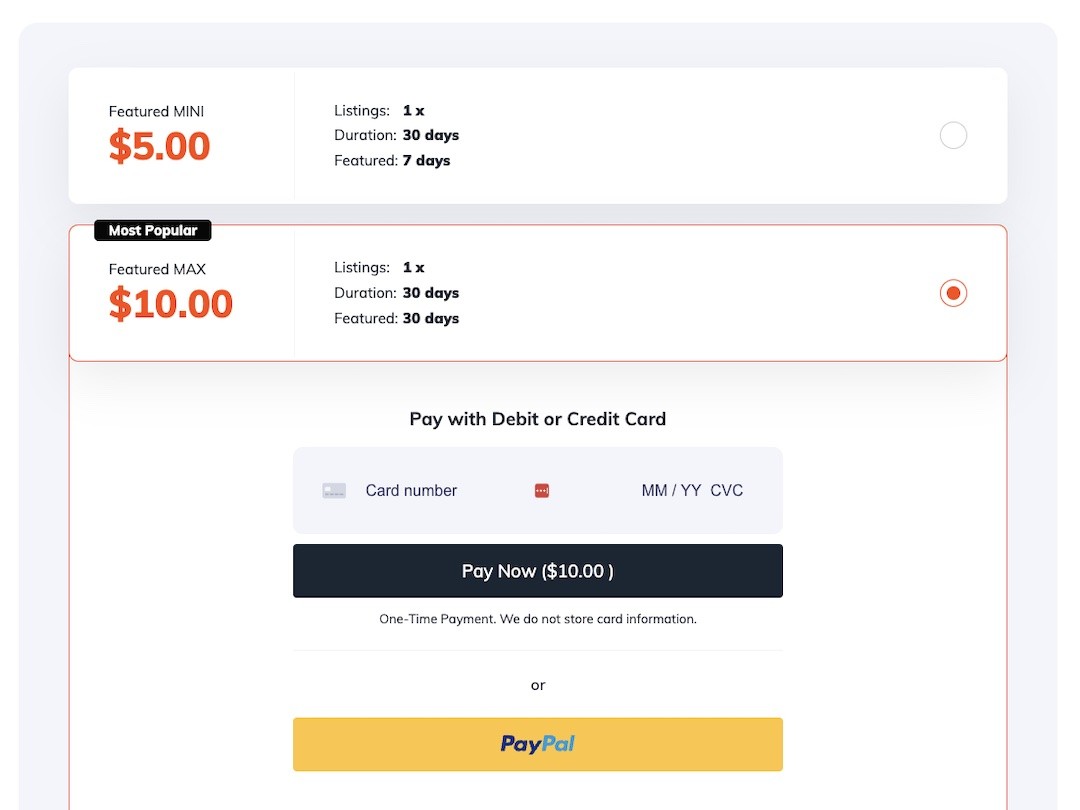 Built-in <strong>Quick Payments</strong> with PayPal and Stripe integration